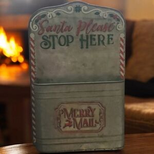Festive Metal Mailbox with Santa Message Santa Please Stop Here Merry Mail